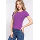 thumbnail image 3 of Saronite Top de Manga Corta con Cuello Redondo y Canalé de Algodón Básico, Morado (para Mujer), 3 of 4