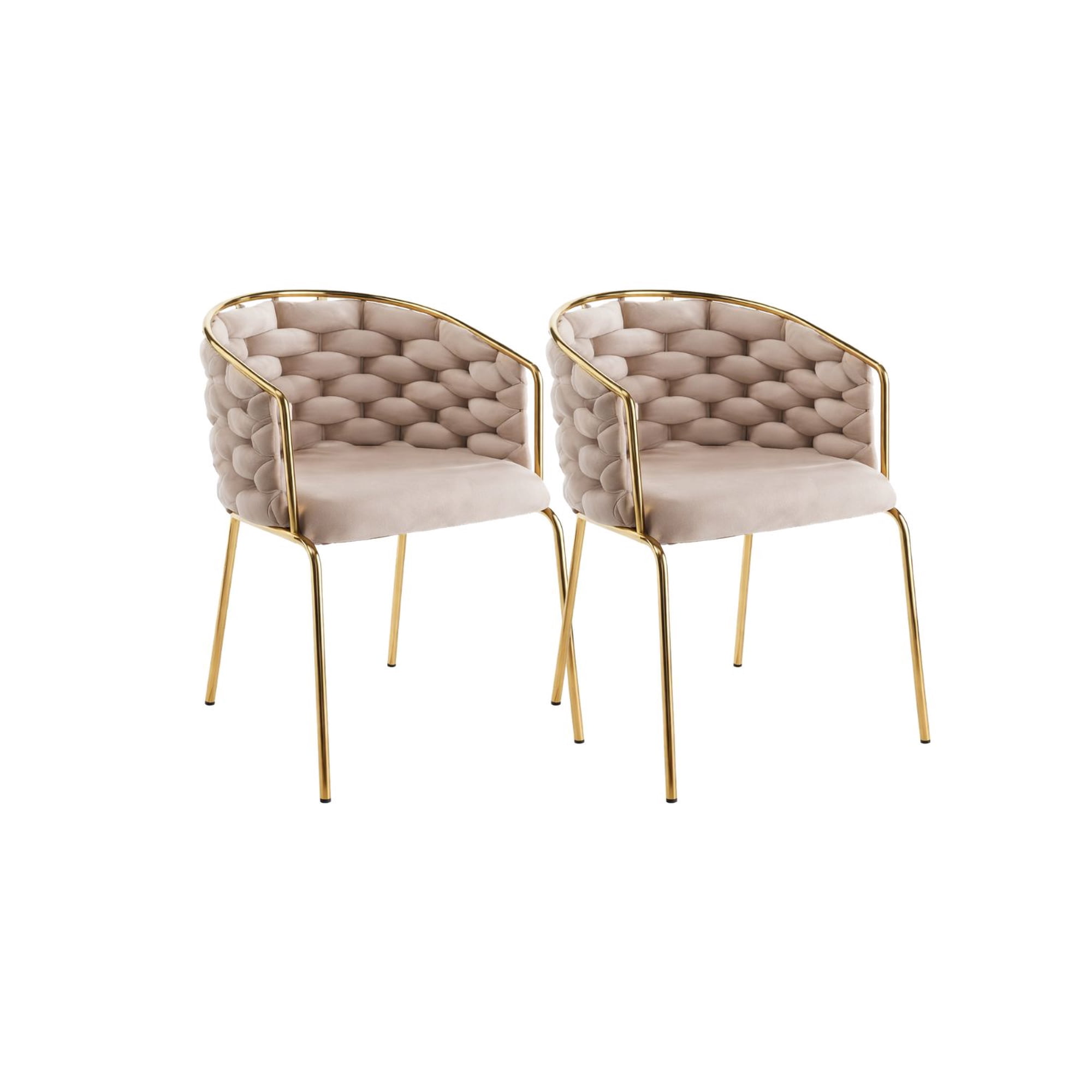 Habita2 Chile - Pack 2 Sitiales Arthur Terciopelo Gold - Beige