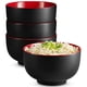 thumbnail image 1 of Ramen Bowl KoOk Ceramic de gran capacidad, 1 litro, juego de 4 unidades, color negro y rojo, 1 of 6