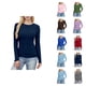 thumbnail image 1 of Camisas de Manga Larga para Mujer 2026 Primavera Camiseta Interior Básica de Punto Acanalado Cuello Redondo Ajustada Blusa Lisa Tops para Mujer, 1 of 7