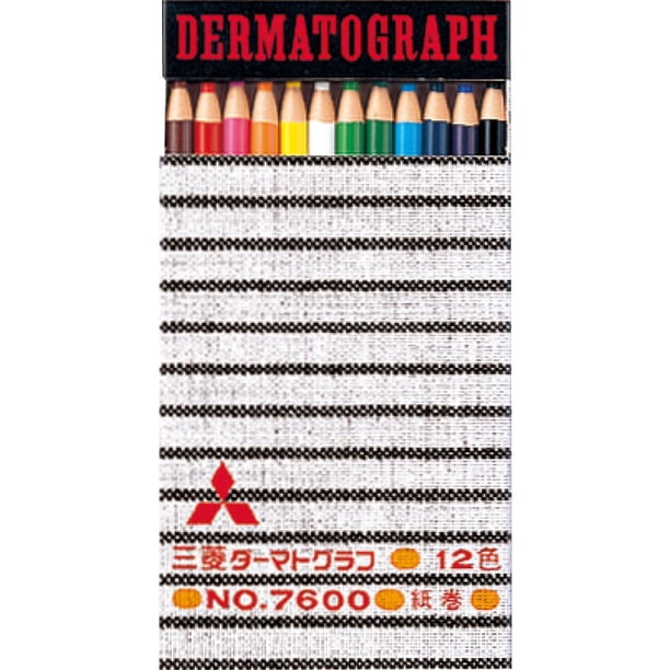 Lápices de color dermatográficos a base de aceite Mitsubishi Pencil K760012C, N.º 7600, 12 colores