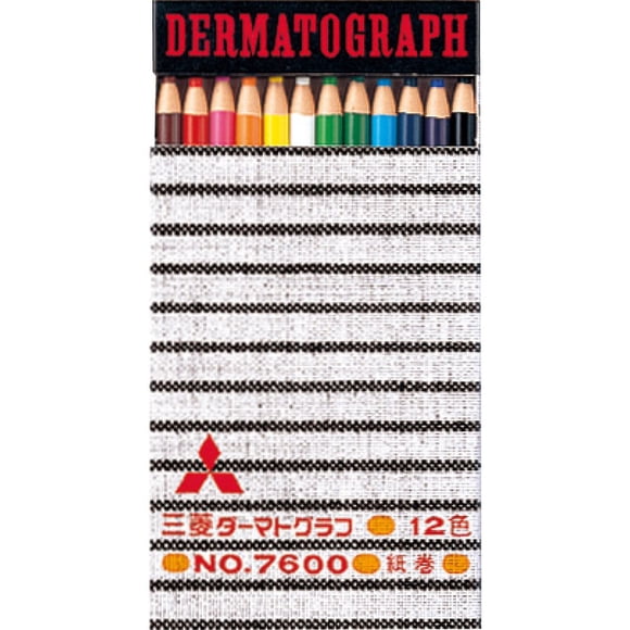 Lápices de color dermatográficos a base de aceite Mitsubishi Pencil K760012C, N.º 7600, 12 colores