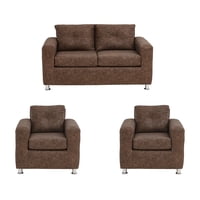 Muebles América - Living George 211 Cuero Auris Café