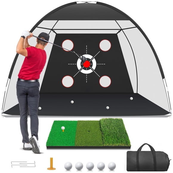 Golf Net Zensouds de 10 x 7 pies con tapete de práctica para entrenamiento en el patio trasero