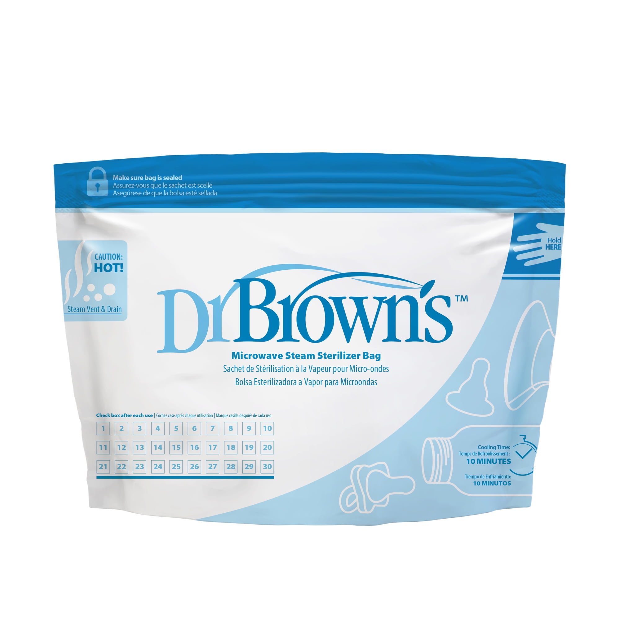 Dr. Brown's - Bolsas Para Esterilizar Microondas 5un (uso Hasta 20 Veces)