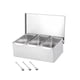 thumbnail image 2 of Organizador De Caja De Condimentos Con Tapa, Botes De Especias De Acero Inoxidable Para Cocina Casera, Tres Rejillas, 2 of 5