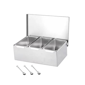 Magideal - Seasoning Container Organizador De Especias Con Compartimentos Múltiples Caja De Ingredientes Cocina De Acero Inoxidable Con Tapa Extraíble Adecuado P Tres Rejillas