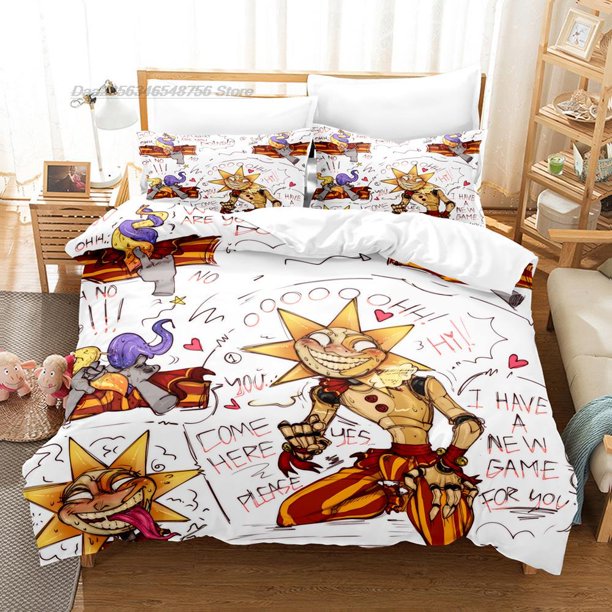 Sundrop FNAF Bedding Set Single Twin Full Queen King Size Bed Set Aldult Kid Bedroom Duvetcover Sets Game bed sheet setBed Sheets