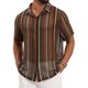 thumbnail image 1 of INSPIRE CHIC Camisa de Hombre a Rayas de Manga Corta con Botones Camisas Transparentes M Marrón Verde, 1 of 5