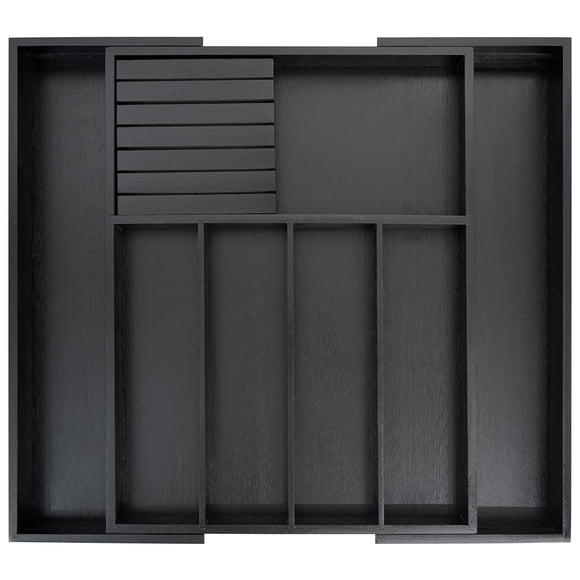 Organizador de cajones VaeFae, cubiertos de bambú, cocina, negro
