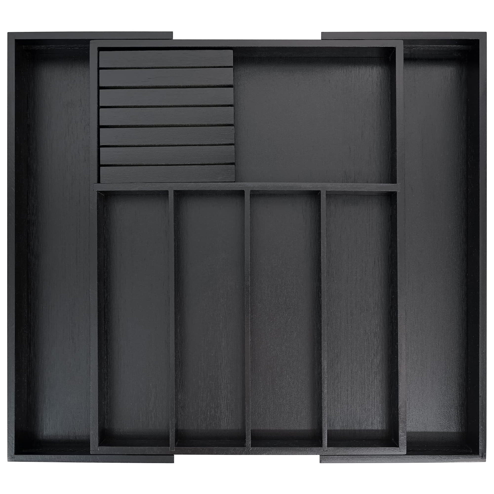 Organizador De Cajones Vaefae, Cubiertos De Bambú, Cocina, Negro