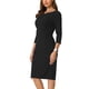 thumbnail image 4 of INSPIRE CHIC Vestido de Trabajo de Mujer con Mangas 3/4 Cuello Barco Elegante Vestidos de Tubo Lápiz M Negro, 4 of 6