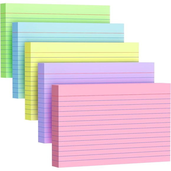 200 Count Index Cards 4x6 Inch, Colored Flash Card 40 Sheet