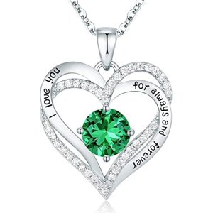 Collar Heshpaws Love Pendant Birthstone Zirconia Plata