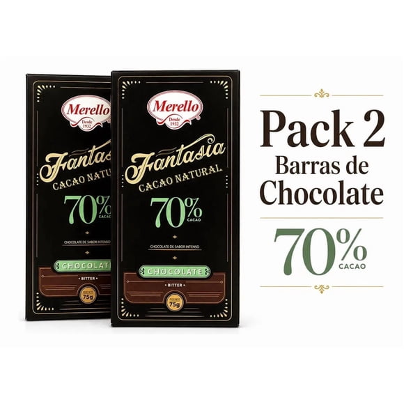 Pack 2 Tabletas chocolate 70% Cacao 2un x 75g