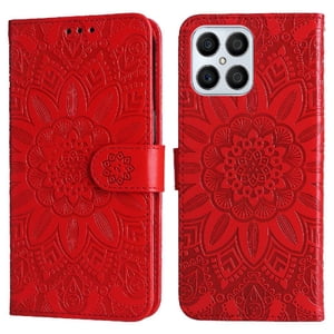 Funda Tipo Cartera Foxdock Para Honor X30I , Diseño Girasol En Relieve, Cuero Pu, Cierre Magnético, Soporte Y Tarjetero