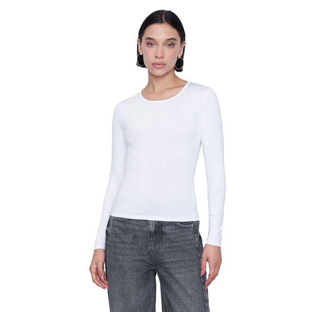 Polera Mujer Manga Larga PolySpandex Blanco Corona