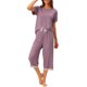 thumbnail image 1 of INSPIRE CHIC Conjunto de Pijama de Modal para Mujer Regreso a Clases Suave Camiseta de Manga Corta y Pantalones Capri Ropa de Dormir con Encaje para Primavera Verano S Púrpura, 1 of 6