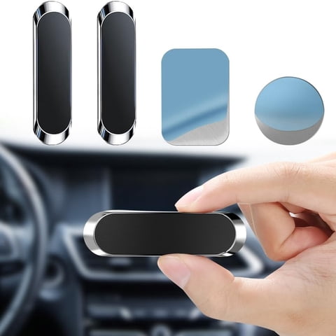 Genérico - 2-Pack Soporte Magnético Universal Para Coche Con Placas Metálicas, Soporte De Teléfono Para Coche, Soporte Universal De Teléfono Móvil Para El Salpicadero, Apto Para Todos Los Teléfonos-Plata