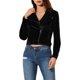 thumbnail image 5 of INSPIRE CHIC Chaqueta de Motocicleta Recortada con Cremallera y Solapa con Muesca de Terciopelo para Mujer S Negro, 5 of 7