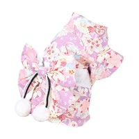 Magideal - Vestido Para Gatos Ropa Para Gatos Para Perros Pequeños Trajes De Fiesta Navideña Trajes Patrón De Flores Con Pajarita Elegante Disfraz Para Mascotas Rosa