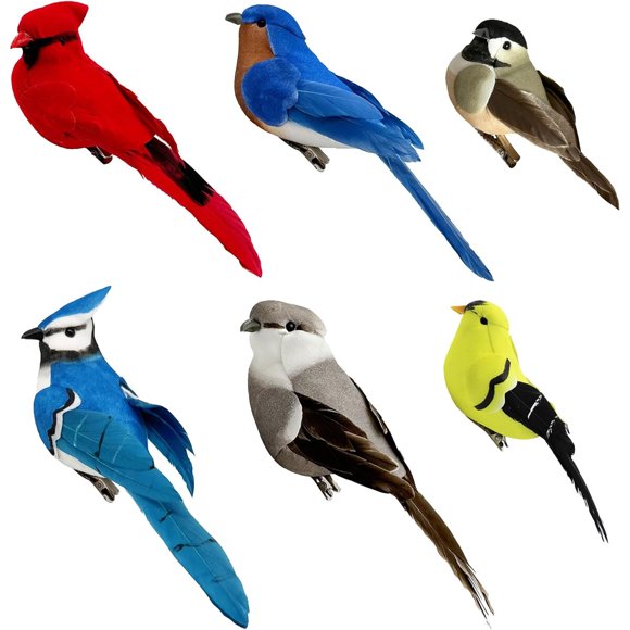 Pájaros Artificiales FBIRDY con Clip, 6 Piezas, de 4 a 5,5 in