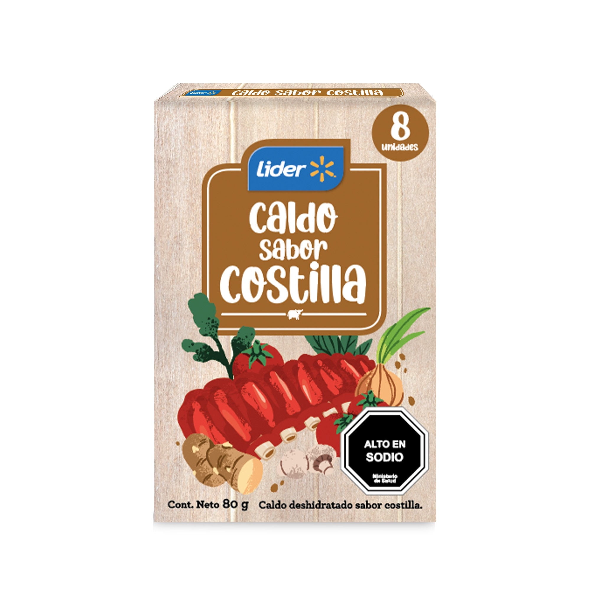 Caldo Sabor Costilla (8 Tabletas) Caja 80 g Lider
