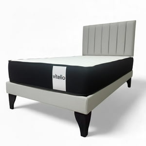 Vitelio - Cama 1 Plaza Gris Claro + Colchon 22 Grosor Cm
