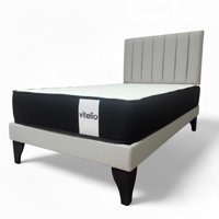 Vitelio - Cama 1 Plaza Gris Claro + Colchon 22 Grosor Cm