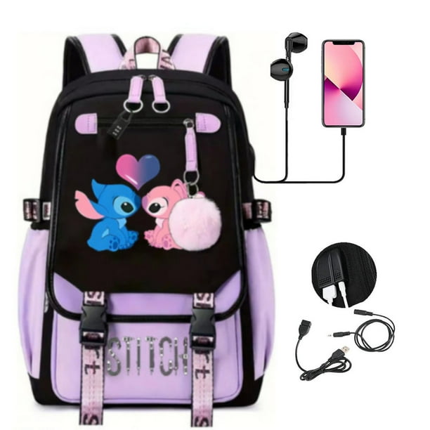 Disney Lilo Stitch Boys Girls Schoolbags Teenager USB Charging Laptop Backpack Women Men Rucksack Travel Bag Mochila