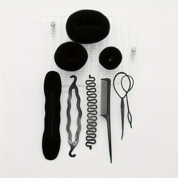6/7/9/14pcs Hair Styling Accessories Kit Set Bun Maker Hair Braid Tool For Making DIY Hair Styles Black Magic Hair Twist Styling Accessories For Girls Or Women