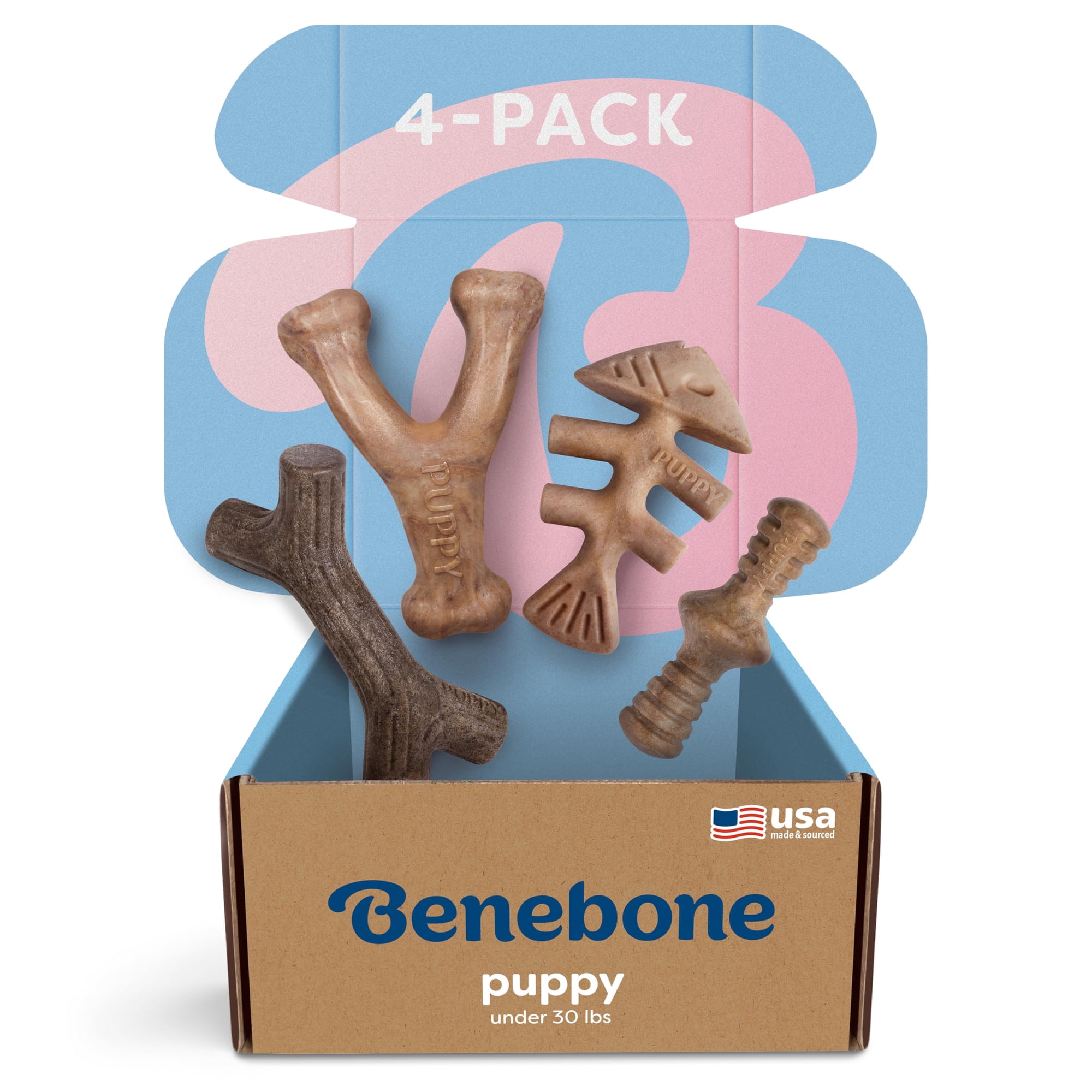 Juguetes Masticables Para Perros Benebone Puppy, Paquete De 4 Para Perros Pequeños