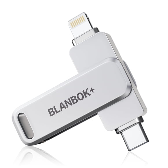 Unidad flash USB BLANBOK+ con certificación MFi de 256 GB para iPhone, color plateado