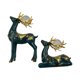 thumbnail image 1 of 2 Piezas Estatuilla De Reno Resina Artesanal Estatua De Ciervo Para Armario Dormitorio Decoración Verde, 1 of 5