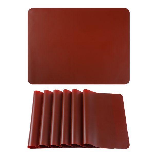 REGALWOVEN Juego de 6 Manteles Individuales de Silicona para Decoración de Mesa de Comedor de Cocina Marrón 16*12in