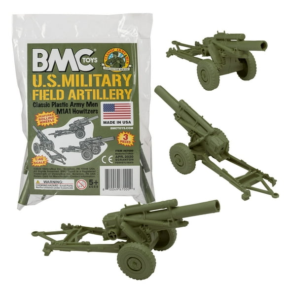Juguete BMC Classic Marx US Howitzers OD Green 3 piezas Army Men
