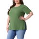 thumbnail image 4 of Agnes Orinda Camisetas de Mujer Tallas Grandes con Abertura Lateral Textura Cuello Redondo Manga Corta Blusa Casual Túnica 4X Verde Oscuro, 4 of 6