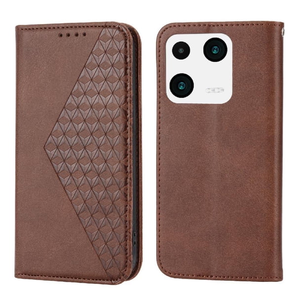 Funda Flip FOXDOCK para Xiaomi 13 Pro , Estilo Billetera con Diseño Rombo, Correa de Mano y Soporte, Uso Diario