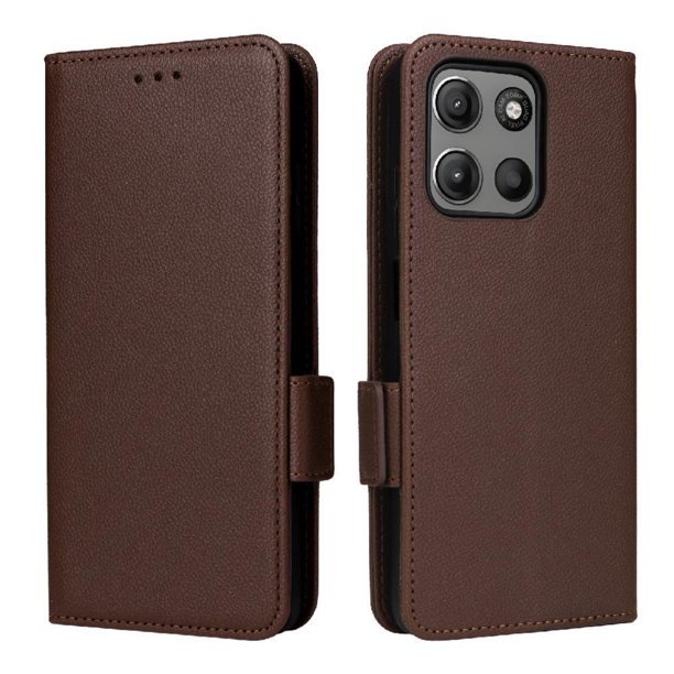 Funda Cartera para Motorola MOTO G15 4G Tapa Flip con Ranuras y Soporte Marrón