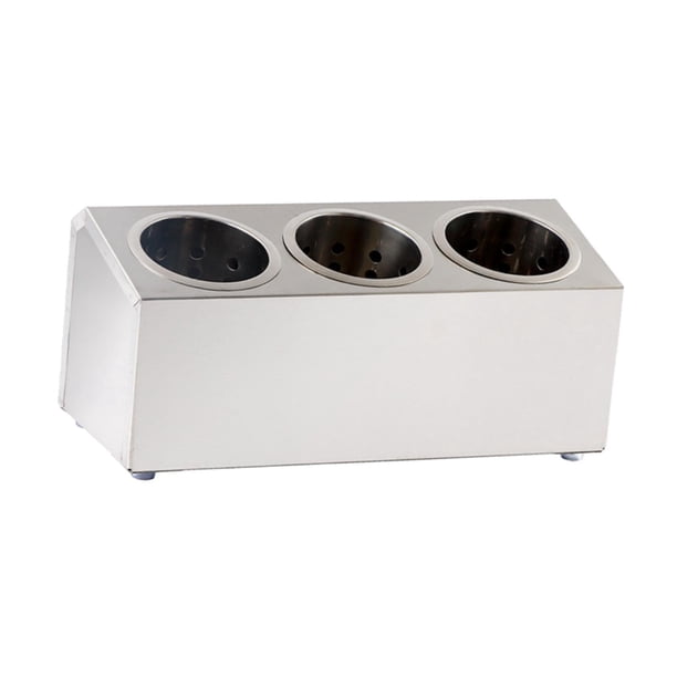 Estante para cubiertos de acero inoxidable, soporte para utensilios de cocina, compartimentos múltiples, organizador de utensilios para uso comercial 3 cuadrícula