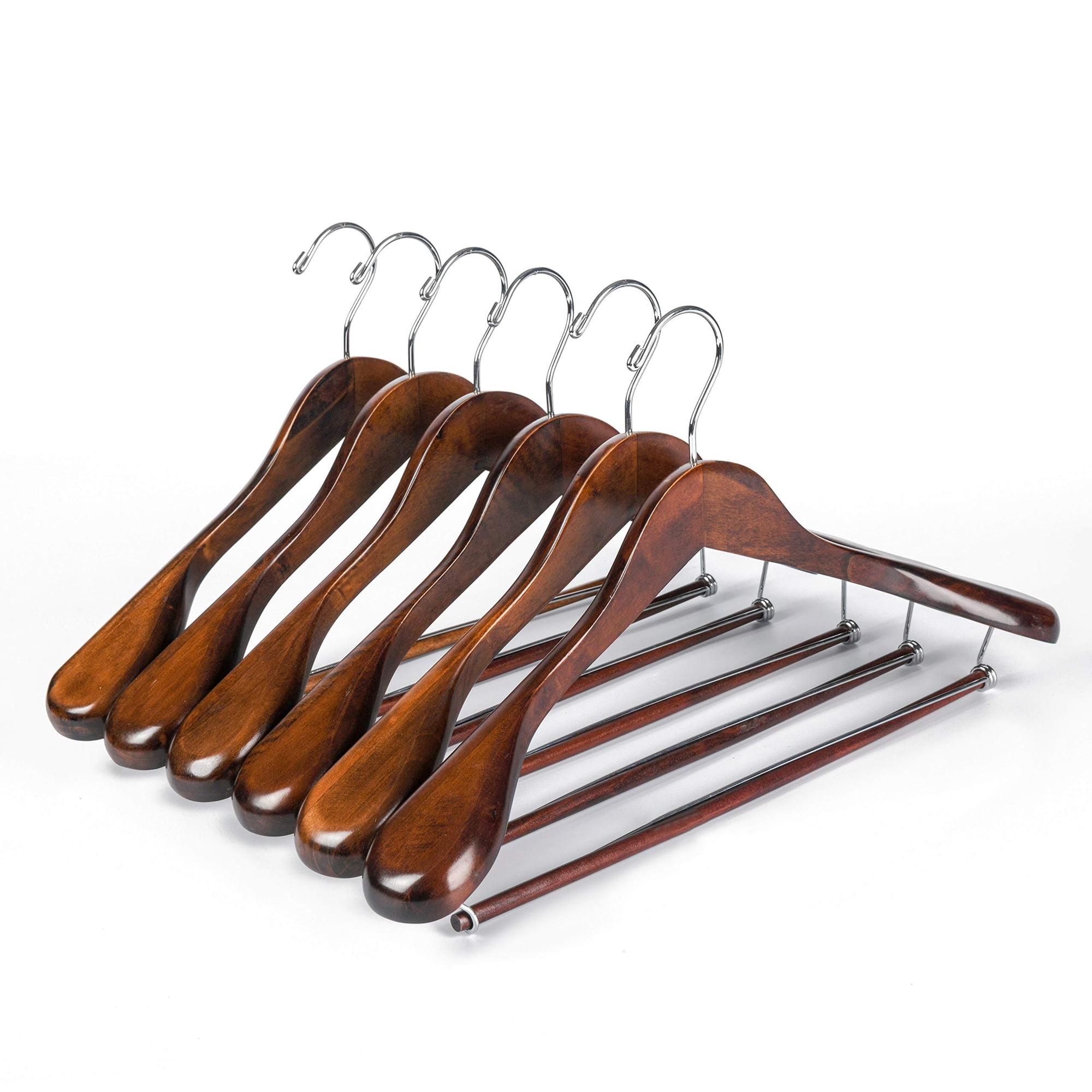 Quality Hangers - Perchas De Madera De Calidad, Lujosas, Con Hombros Anchos, Paquete De 6