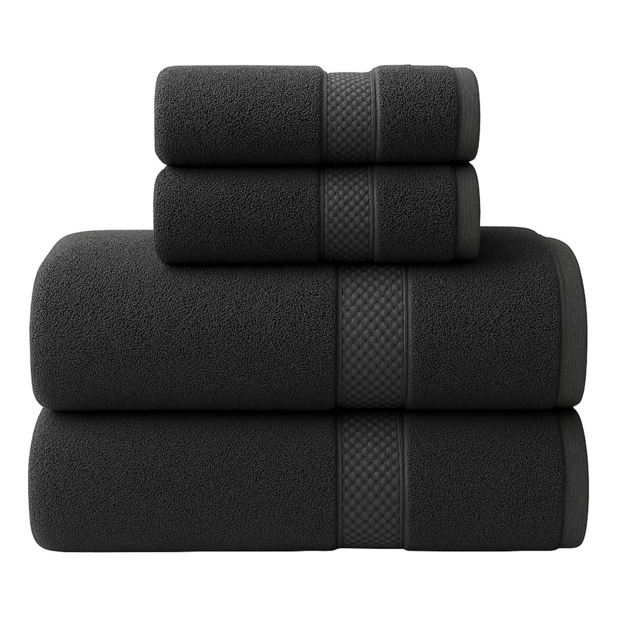 Aura Zeus - Set De 4 Toallas De Baño Algodon 500gr Cuerpo Mano Grande Az Gris Gris