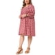 thumbnail image 4 of Agnes Orinda Vestido de Verano Talla Grande para Mujeres Escuela Universidades Vestido Midi Flowy con Cordón en el Cuello en V Babydoll Sundress 1X Rojo, 4 of 6
