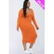 thumbnail image 3 of Saronite Vestido Midi Básico de Manga Larga con Cuello Abierto, Mango (Talla Grande para Mujer), 3 of 4