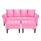 thumbnail image 1 of Sofa Lua 3c + 2 Pouf Felpa 20 Rosado, 1 of 5