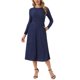 thumbnail image 2 of INSPIRE CHIC Vestidos de Otoño para Mujer de Manga Larga Cuello Redondo Tejido Línea A Casual Vestido Midi L Azul Oscuro, 2 of 6