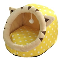 Magideal - Bonito Cojín De Cesta Para Cama Cueva Con Juguete Colgante, Muebles Antideslizantes, Cálido Perro, Cómoda Almohadilla Para Perrera, Nido De Cama Para , 43X40X35Cm Amarillo