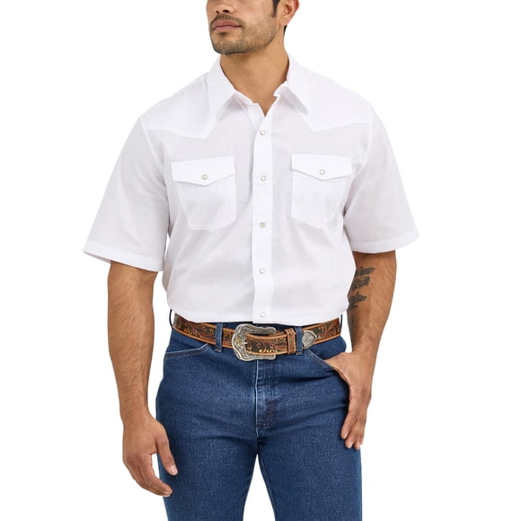 Camisa Wrangler Western Básica de Manga Corta Blanca para Hombre