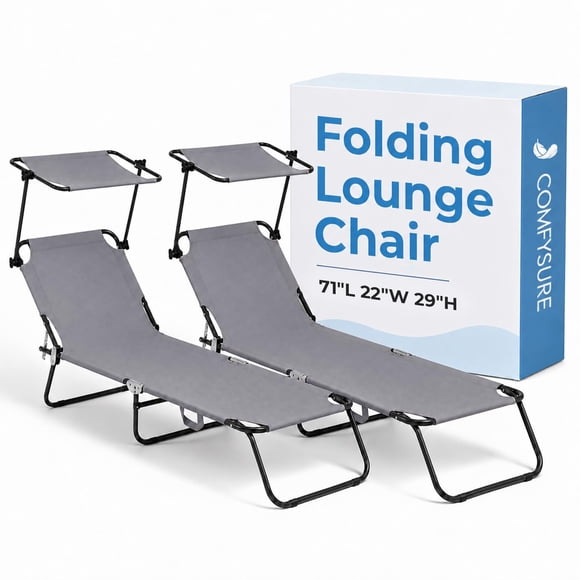 Juego de 2 sillas de exterior plegables ComfySure con toldo ajustable de 360°