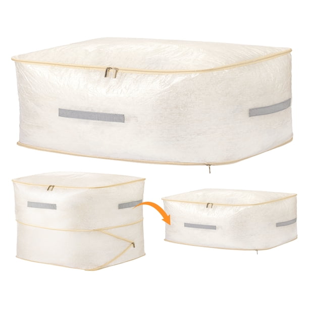 Almacenamiento de Ropa, Bolsas de Almacenamiento Plegables, Bolsas para Mudanza para Organizar Ropa, Edredón, Contenedores de Almacenamiento con Asas Beige 19.7*16.5*11.8in